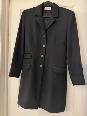 Vintage GIANNI SPORT Black Longline Blazer Coat Equestrian Jacket size 8